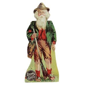 Antique Lion Coffee Advertisement Ad Rip Van Winkle Paper Cutout